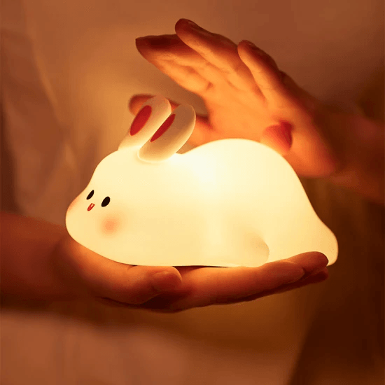 Rechargeable-LED-Soft-Touch-Silicone-Kids-Bunny-Lamp-Silicone-Animal-Sensor-Night-Light - Loja Eleeven